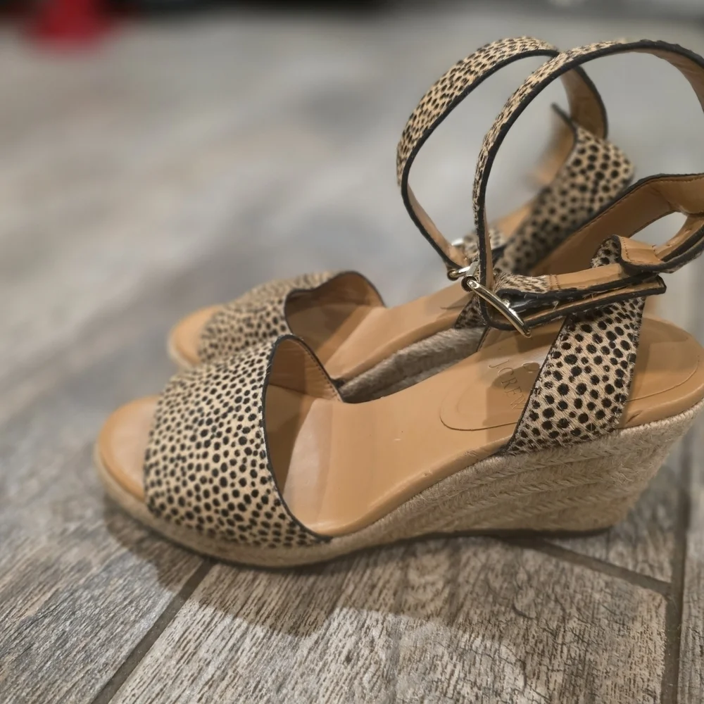 J. Crew Animal print Hair Espardille Wedge Heeled Sandals Sz 5